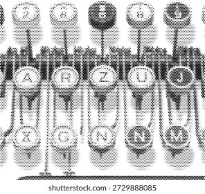 Ilustración de llaves de máquina de escribir de Vector semitono para escribir periodismo y diseños de oficina retro
