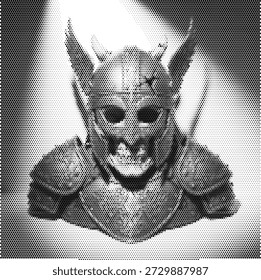 Ilustração de capacete viking vetor de meio-tom para mitologia guerreira e temas de história nórdica