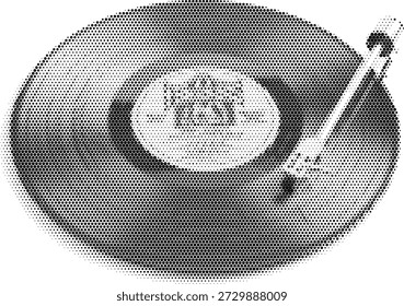 Ilustración de disco de vinilo de Vector de semitono para nostalgia musical y diseños de audio retro