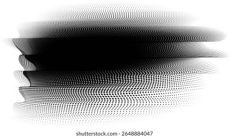Distorção de ondas de vetor de meio-tom com profundidade dinâmica e efeito de vórtice circular preto e branco