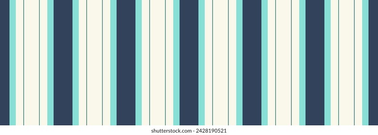 Halftone vertical textile stripe, diwali vector fabric background. Realistic texture seamless pattern lines in teal and old lace color.
