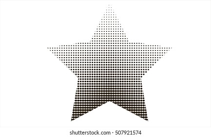 Halftone vintage vector dots abstract star on white background