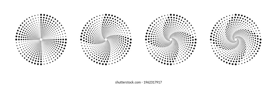 Halftone vortex. Halftone. Dotted background. Set of halftone vortexs. Vector illustration