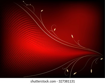 Halftone wave abstract christmas background with golden ornaments