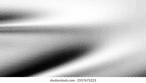 Halftone Wave Background. Comic-Inspired Halftone Pop Art Texture. Black and White Abstract Wallpaper featuring a Retro Wavy Design. Vector Illustration.