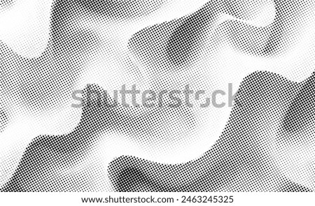 Halftone Wave Background. Comic-Style Halftone Pop Art Texture. Black and White Abstract Wallpaper with Retro Wavy Design. Vector Illustration.