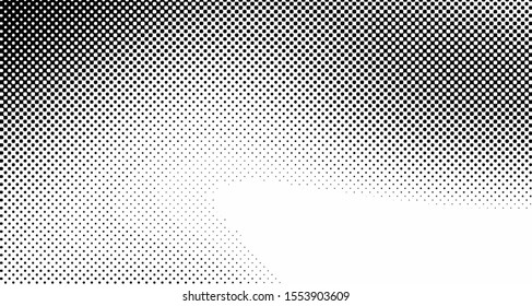 Halftone wave background. Curved gradient texture or pattern. Vertical gradient dots. Pop art texture. Vector illustration.