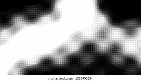 Halftone wave background. Curved gradient texture or pattern. Vertical gradient dots. Pop art texture. Vector illustration.