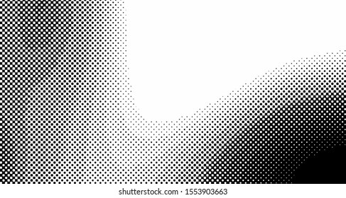 Halftone wave background. Curved gradient texture or pattern. Vertical gradient dots. Pop art texture. Vector illustration.