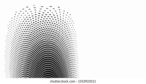 Halftone wave background. Curved gradient texture or pattern vertical polka dots. Pop art texture. Vector illustration.