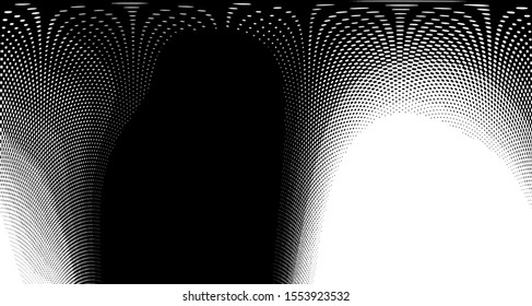 Halftone wave background. Curved gradient texture or pattern vertical polka dots. Pop art texture. Vector illustration.