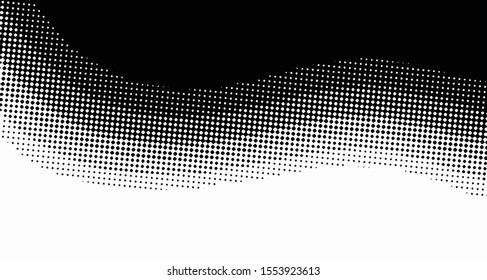 Halftone wave background. Curved gradient texture or pattern vertical polka dots. Pop art texture. Vector illustration.