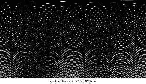 Halftone wave background. Curved gradient texture or pattern vertical polka dots. Pop art texture. Vector illustration.
