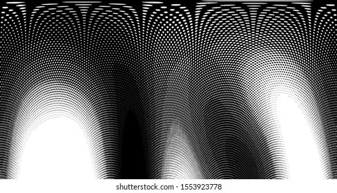 Halftone wave background. Curved gradient texture or pattern vertical polka dots. Pop art texture. Vector illustration.
