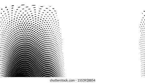 Halftone wave background. Curved gradient texture or pattern vertical polka dots. Pop art texture. Vector illustration.