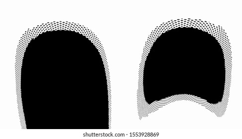 Halftone wave background. Curved gradient texture or pattern vertical polka dots. Pop art texture. Vector illustration.