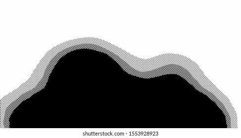 Halftone wave background. Curved gradient texture or pattern vertical polka dots. Pop art texture. Vector illustration.