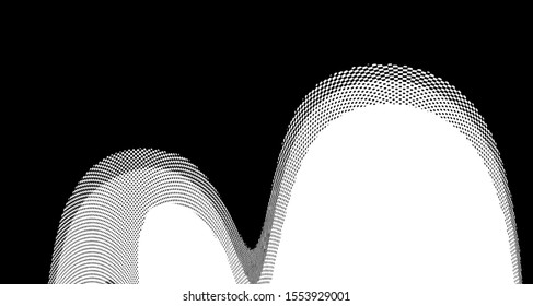 Halftone wave background. Curved gradient texture or pattern vertical polka dots. Pop art texture. Vector illustration.