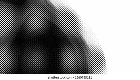 Halftone wave background. Curved gradient texture or pattern. Vertical gradient dots. Pop art texture. Vector illustration.