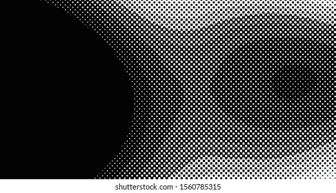 Halftone wave background. Curved gradient texture or pattern. Vertical gradient dots. Pop art texture. Vector illustration.