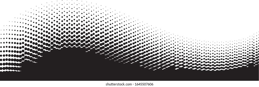 Halftone wave background. Curved gradient texture or pattern. Vector illustration.