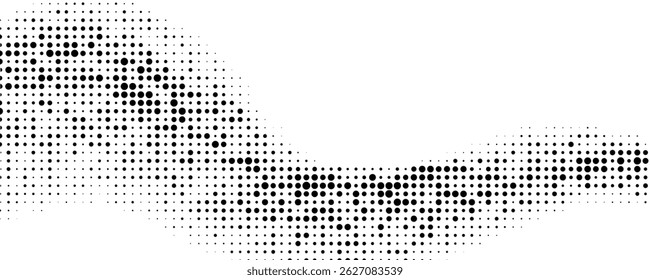 Fundo de onda de meio-tom. Textura ou padrão de gradiente curvo. Ilustração vetorial.