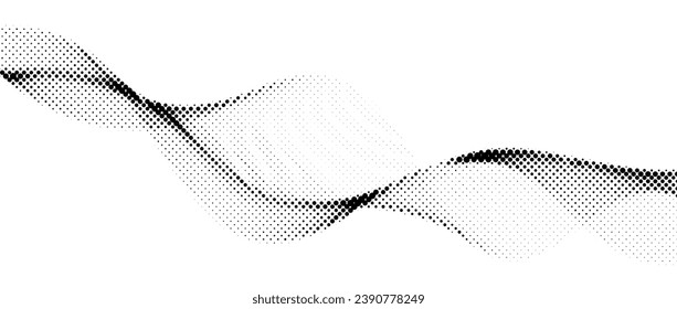 Halftoner Hintergrund. Nadelflorierendes Tapete. Abstrakte, gewellte, flüssige Hintergrundtextur. Kurviger Liquid Line Element für Poster, Banner, Overlay, Karte, Broschüre, Flyer, Broschüre. Vektorgrafik