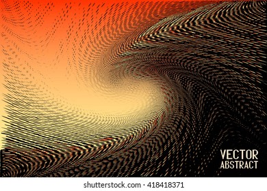 Halftone Wave Background. Orange Dots Pattern. Vector Illustration