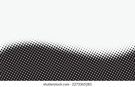 Halftone wave background. Seamless dotted pattern, pattern, texture, backdrop. Monochrome gradient background. Vector illustration. Halftone design element.