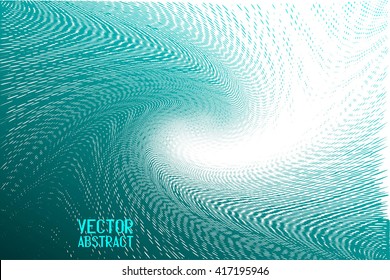 Halftone Wave Background. Turquoise Dots Pattern. Vector Illustration