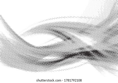 halftone wave black dots pattern background.