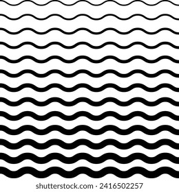 Halftone wave black horizontal stripes. Abstract fade background. Vector illustration.