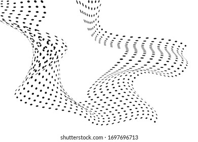 Halftone wave dotted background. Futuristic twisted abstract template. grunge, dot, circles. Modern vector optical background for posters, business cards, covers, stickers, labels mockup.