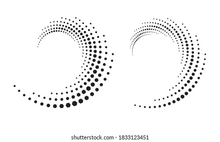 Ola de semitono como icono o fondo. Vector abstracto negro con hexagones como logotipo o emblema. Borde circular aislado en el fondo blanco para tu diseño.