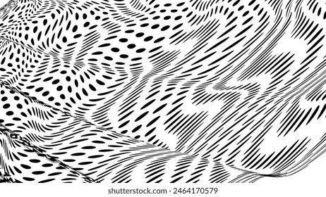 Halftone Wave Illusion, halftone background that combines wavy distortion and optical illusion 