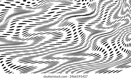 Halftone Wave Illusion, halftone background that combines wavy distortion and optical illusion 