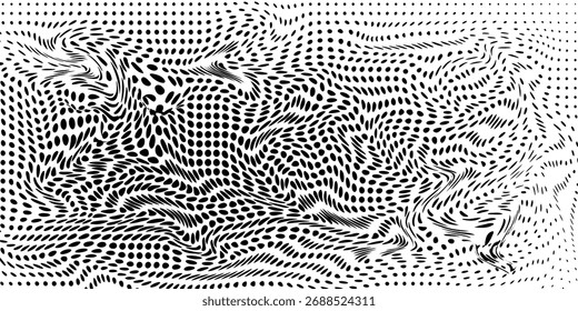 Halftone Wave Illusion, halftone background that combines wavy distortion and optical illusion