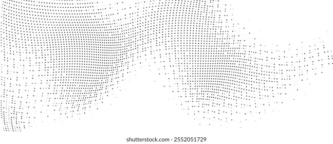 Halftone Wave Illustration Bold Black and White Geometric Dot Pattern for Decorative Graphics