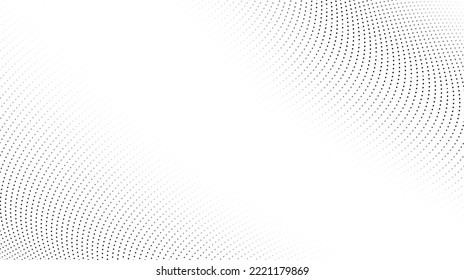 Halftone wave lines background. Abstract dotted stripes texture. Warped and curved lines wallpaper. Minimalistic design template