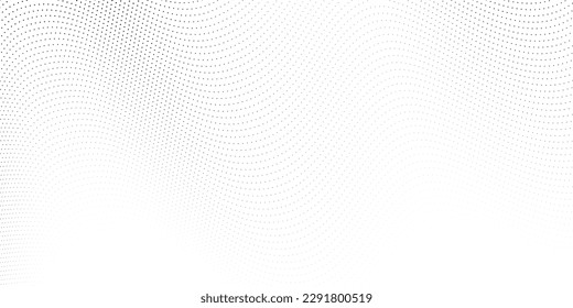 Halftone wave lines background. Abstract dotted stripes texture. Warped and curved lines wallpaper. Black and white vector design template