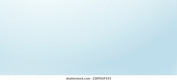 Halftone wave lines texture. White dotted stripes on light blue background. Warped and curved lines wallpaper. Sea water, air flow, wind concept. Vector design template