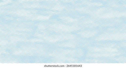 Halftone wave lines texture. White dotted stripes on light blue background. Warped and curved lines wallpaper. Sea water, air flow, wind concept. Vector design eps10