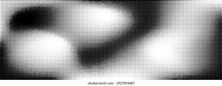 Halftone wave. Pattern. Abstract dotted background. Texture of black dots. Monochrome gradient background. Vector illustration.