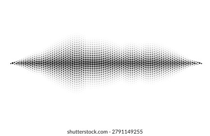 Halftone wave pattern with dense black dots forming a wavy surface dotted
