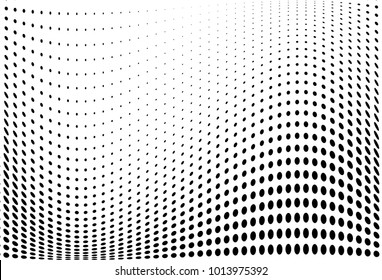 Halftone wave pattern. Digital gradient. Dotted background with circles, dots, point large scale. Design element for web banners, posters, cards, wallpapers, sites, panels.