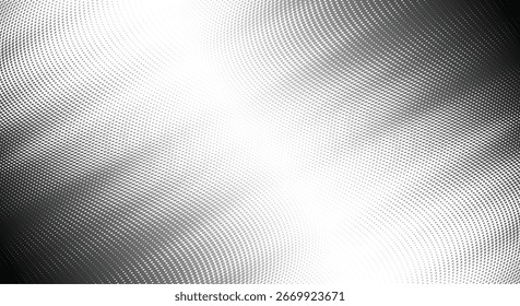 Halftone wave pattern vector background with dotted gradient texture. Tilted retro vignette effect with subtle tonal transition.