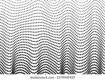 Halftone Wave Patterns Innovative Flow of Dots in Abstract Digital Design Exploring Modern Computational Aesthetics and Creative Visualization Trends

