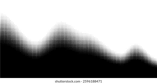 Halftone wave. Seamless pattern. Abstract dotted background. Texture of black dots. Monochrome gradient background. Vector illustration.