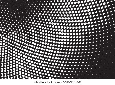 Halftone wave texture. Chaotic abstract background of dots