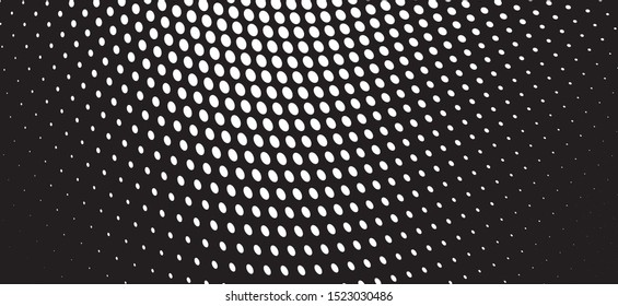 Halftone wave texture. Chaotic abstract background of dots